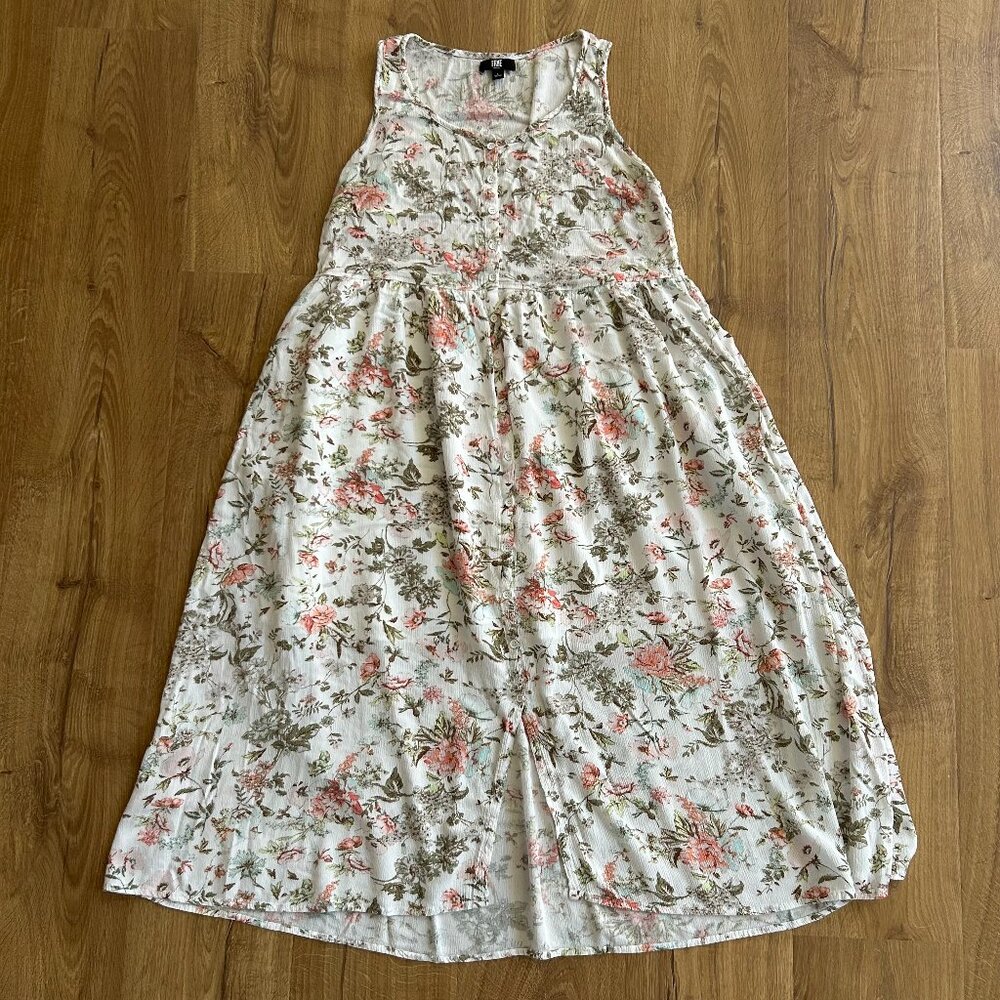 FRYE Floral Sleeveless Midi Dress Button Down Front Lined Skirt Women’s Size L